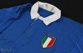 1980s Italian Matchworn Rugby Jersey: Lovely blue Italian jersey with FIR badge to breast and