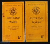 1938/1949 Scotland v Wales Rugby Programmes (2): The absolutely traditional and similar orange
