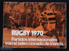 Rare 1970 Argentina v Ireland Rugby Programme: Recently very sought-after, with orange landscape-