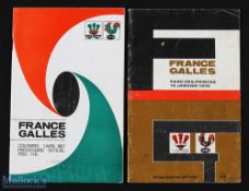 1967 & 1975 France v Wales Rugby Programmes (2): The Colombes & Parc des Princes issues for the
