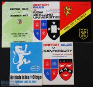 1966 British & I Lions Rugby Programmes (5): Issues v NZ Universities, Wellington, Otago, Canterbury