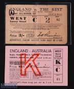1947-8 England v Australia & Trial Rugby Tickets (2): v the Wallabies in January 48 and the