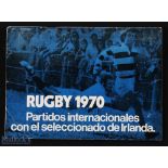 Rare 1970 Argentina v Ireland Rugby Programme: Recently very sought-after, with blue landscape-