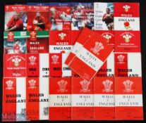 1954-2003 Wales & England Rugby Programmes (50): Missing only 1962, otherwise a complete run of