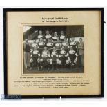 1934 Barbarians v E Midlands Framed Rugby Photo: 16" x 13", titled, named, mounted framed & glazed