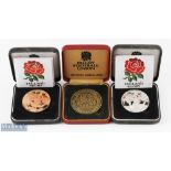 2003 England RWC Rugby Winners Commemorative Medals (3): 2003 official England Rugby medals in gold,