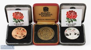 2003 England RWC Rugby Winners Commemorative Medals (3): 2003 official England Rugby medals in gold,