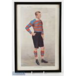 1910 Spy's Lieut D'Oyly Lyon Coloured Rugby Print: From a supplement in 'The World', fine coloured