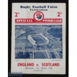 1938 England v Scotland Rugby Programme: 'Wilson Shaw's Match', the Scots fly half and skipper