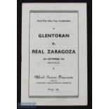 1962/63 1st match in European competition; Glentoran v Real Zaragoza (ICFC) official match programme
