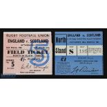 1960s England v Scotland Rugby Tickets (2): Issues from 1961 & 1963 (Sharp's try). VG