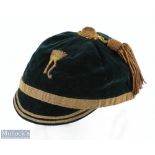 Vintage Christ College Brecon Rugby Honours Cap: In navy with gold braid and tassel and 'Henry VIII'
