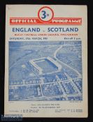 1951 England v Scotland Rugby Programme: The same traditional England home 4pp card edition for