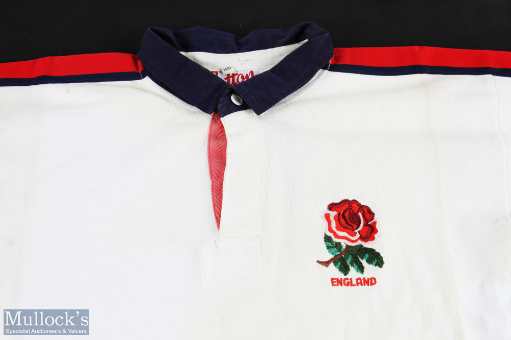 1993 Dewi Morris Signed England Rugby Jersey: No 9 matchworn Cotton Traders short-sleeved England - Image 2 of 4