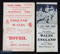 1940/1944 Wales v England Rugby Programmes (2): A pair of sought-after wartime Services games, the