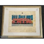 Wales Grand Slam Rugby Squad 1975-6 Signed Framed Photo: Large gilt framed colour print of the
