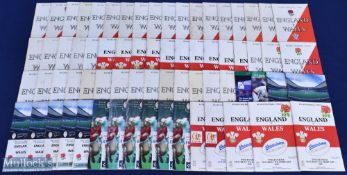 1956-2002 England v Wales Rugby Programmes (70): Large selection of Twickenham clashes with the