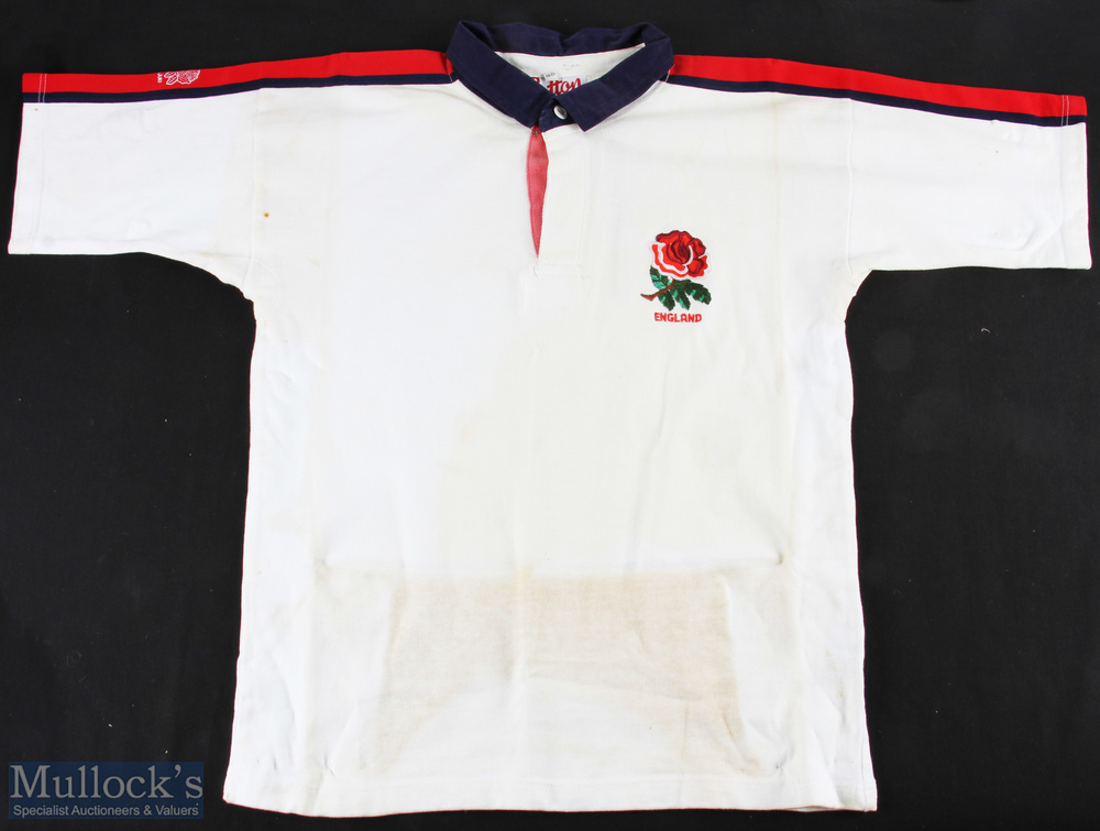 1993 Dewi Morris Signed England Rugby Jersey: No 9 matchworn Cotton Traders short-sleeved England - Image 3 of 4