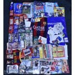 Football, Collectables A box of mixed ephemera, including postcards, magazines, trade cards, top