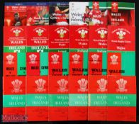 1955-2003 Wales v Ireland Rugby Programmes (24): With only the 1969 issue missing (perhaps Brian