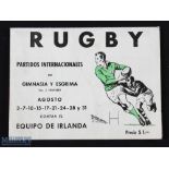 Rare 1952 Capital (Buenos Aires) v Ireland Rugby Programme: Marvellous 70 yr old survivor, inventive