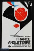1970 France v England Rugby Programme: First magazine-style issue for an English trip to Paris,