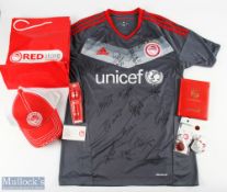 Collection of Olympiacos FC Memorabilia to include original multi signed shirt in Medium Size with