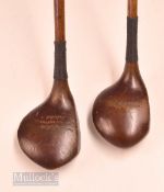 2x Leslie Cotton good sized woods - dark stained driver stamped Coulson Court GC and another large