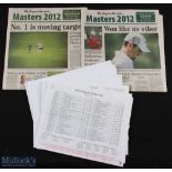 2012 Masters Golf Tournament collection of Pairings and Starting Times sheets and The Augusta