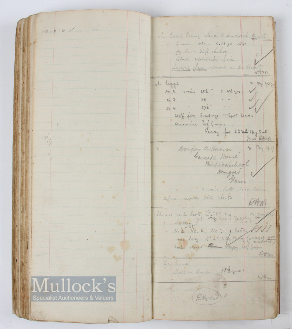 Fred Robson Golf Professional at Addington Palace Golf Club 1936 Official Club Order Ledger - - Image 4 of 5