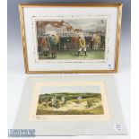 2x Interesting Michael Brown Hoylake coloured golfing prints  - to include "First International Golf