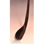 Interesting Late Longnose dark stained beech wood deep faced spoon with Royal North Devon Golf