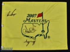 2007 signed official Masters Golf Tournament replica embroidered pin flag - signed twice by 3x