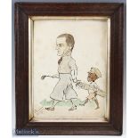 P Fillenham Johannesburg 1931 "Caricature Golfer and caddy - Houghton Golf Club" - pen, ink and