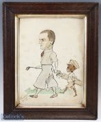 P Fillenham Johannesburg 1931 "Caricature Golfer and caddy - Houghton Golf Club" - pen, ink and