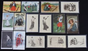 Selection of Lady Golfers Postcards romantic, classic, period and features A Tee Party, Miss Marie