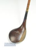 Sunningdale Brassie with Palakona shaft - with a large head with central inlaid rectangular brass
