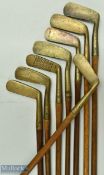 Various brass putters (8) includes an Accurate putter, few bent neck examples, straight blade et