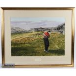 Kenneth Reed, FRSA - "The Winning Shot Open Golf Championship Royal Troon 1989" large water colour