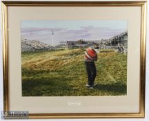 Kenneth Reed, FRSA - "The Winning Shot Open Golf Championship Royal Troon 1989" large water colour