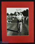 Byron Nelson Autographed Golf Display inscribed 'Best Wishes Byron Nelson' depicts an in action shot