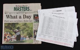 2013 Masters Golf Tournament collection of Pairings and Starting Times sheets and The Augusta