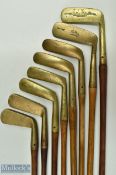 8x Various brass putters incl Halley London, Rubber Shops Ltd Aberdeen (replaced shaft), plus
