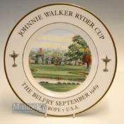 1989 Johnnie Walker Ryder Cup Wedgwood Bone Chine Plate Commemorative Plate - in decorative gilt '