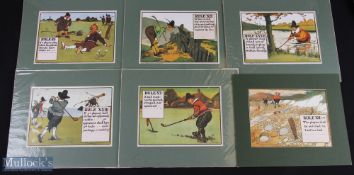 Crombie Golf Rules Prints, a collection of 6 printed, mounted ready to frame #27cm 32 ½ cm (6)