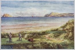 lex Williams RHA (1846 -1930) early golfing colour print - "Portmarnock Golf Links Leinster - 13th