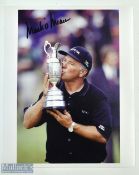 1998 Mark O'Meara Signed Photograph Open Championship lifting the famous Claret Jug in 1998 at Royal