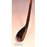 J Morris late longnose "Fishing Rod" dark stained beech wood driver - head measures 4.75" x 1.75"