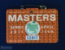 1977 US Masters Golf Tournament Badge - won by Tom Watson for the first time - complete with Augusta