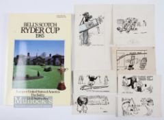 Selection of Eric Thompson Golfing Cartoons / Caricatures featuring a number of humorous golfing